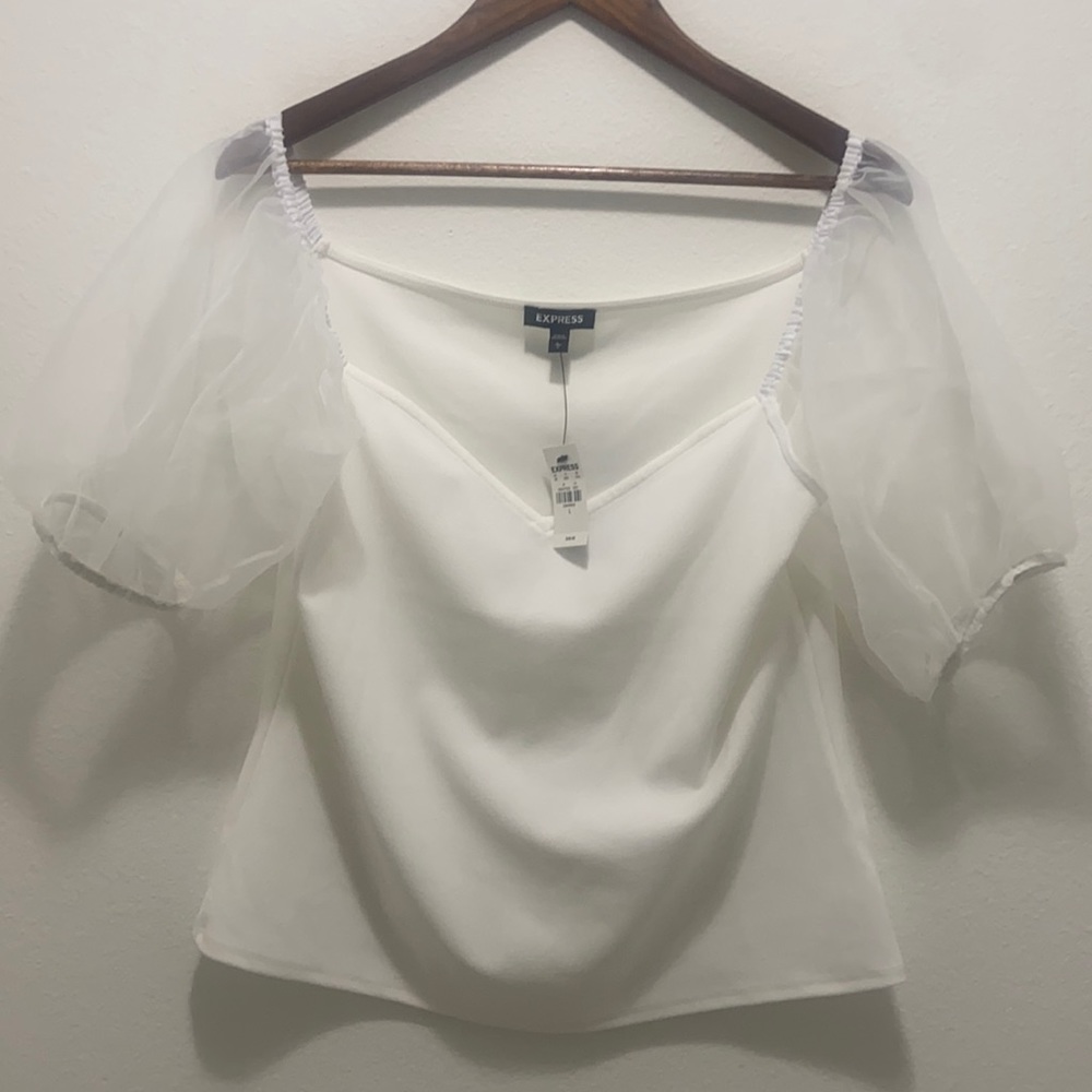 New w/tags White Express puff sleeve top